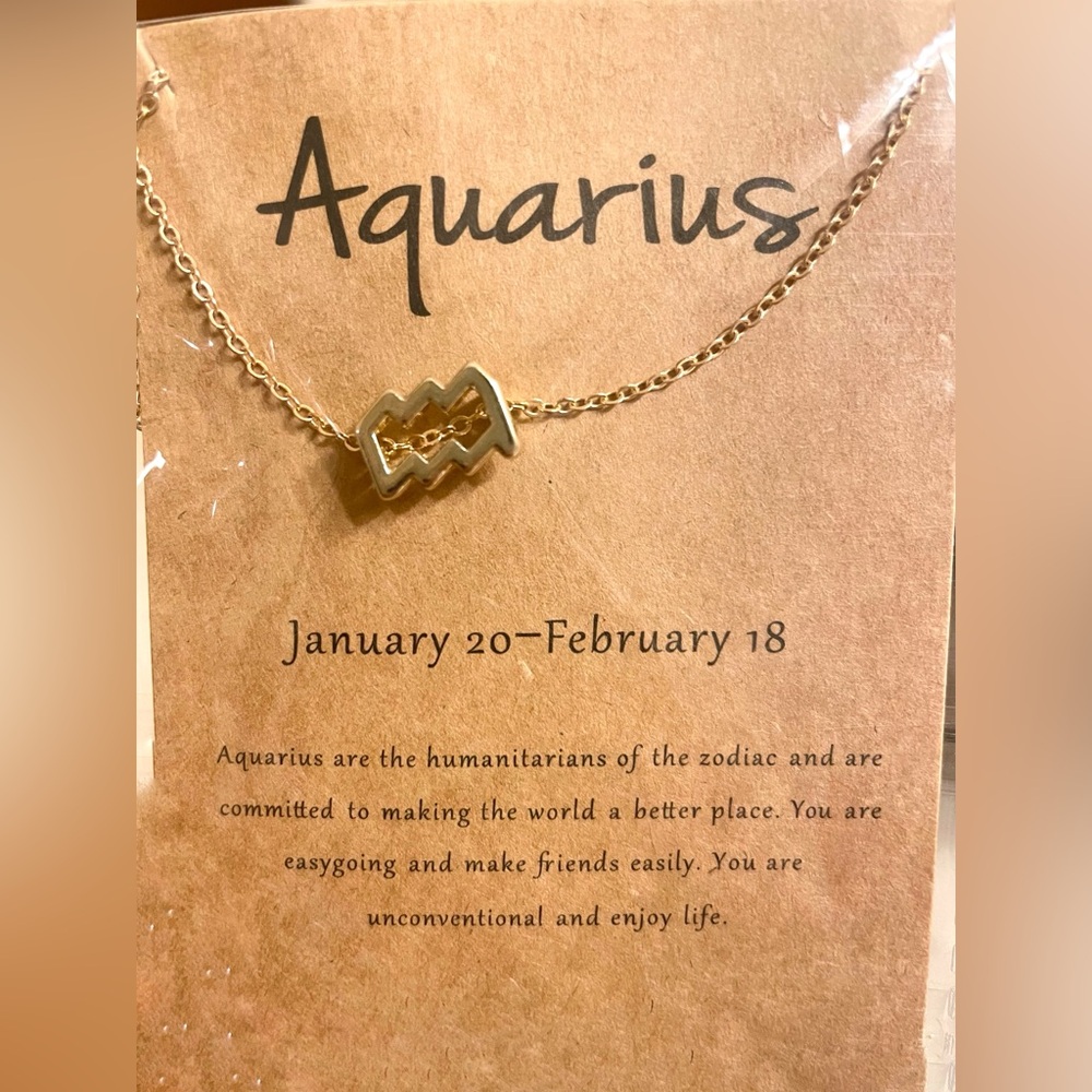 Astrological “Aquarius” Gold -tone necklace